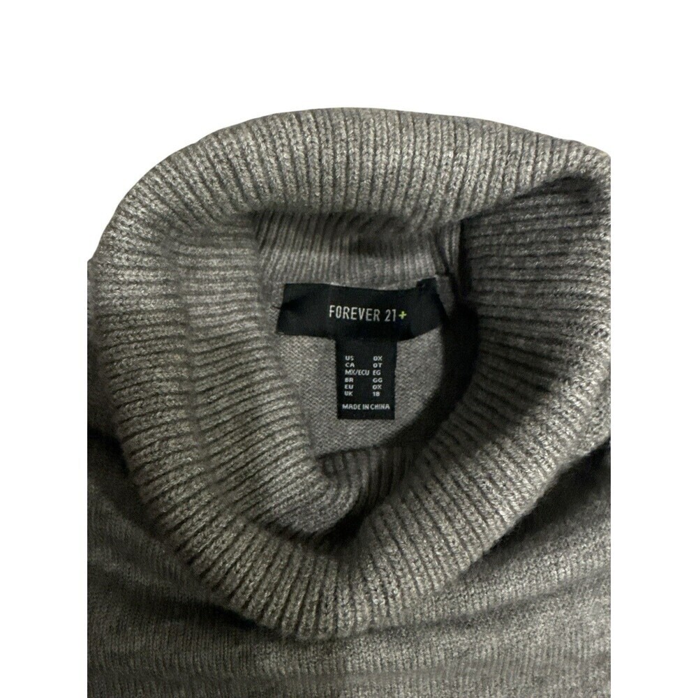 FOREVER 21+ Gray Cold Shoulder Turtleneck Sweater Dress Women’s 0X - Picture 7 of 9